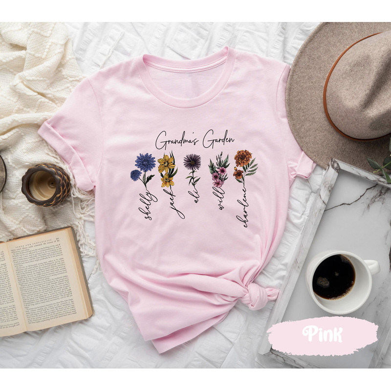 Personalized Gift For Grandma, Custom Grandkids Name, Gift From Granddaughter For Nana, Grandmas Garden Tees, Custom Birth Flowers Shirt.jpg