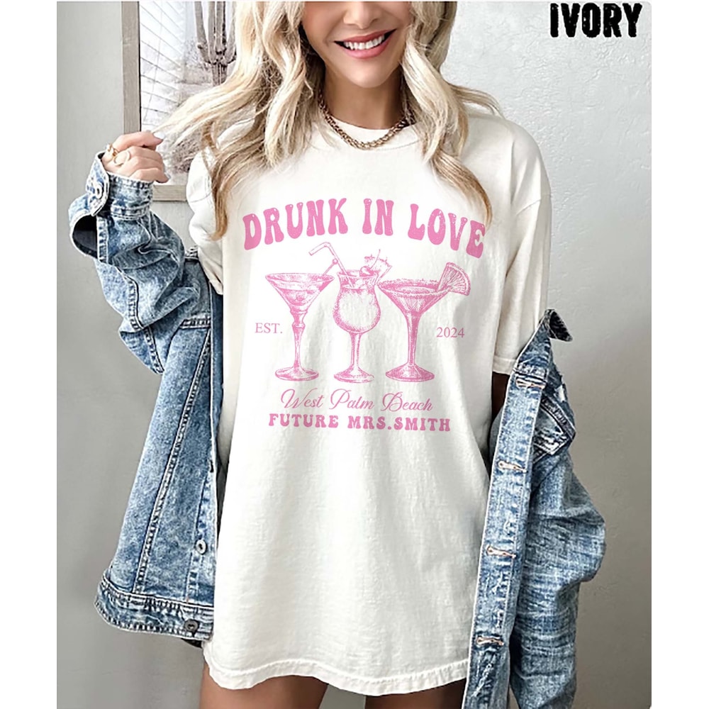 Custom Last Name Bachelorette Shirts, Drunk in Love Shirt, Bridal Party Gifts, Gift for Bride, Cocktail Social Club, Personalized Wedding.jpg