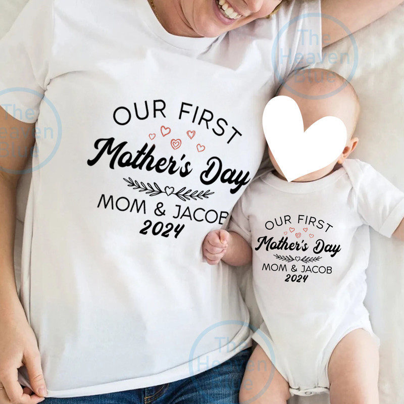 Our First Mother's Day, New Mom Gift, First Mothers Day Gift,Matching Mothers Day, Baby Onesie, Baby Bodysuit, Gift for Mom,Mothers Day Gift.jpg