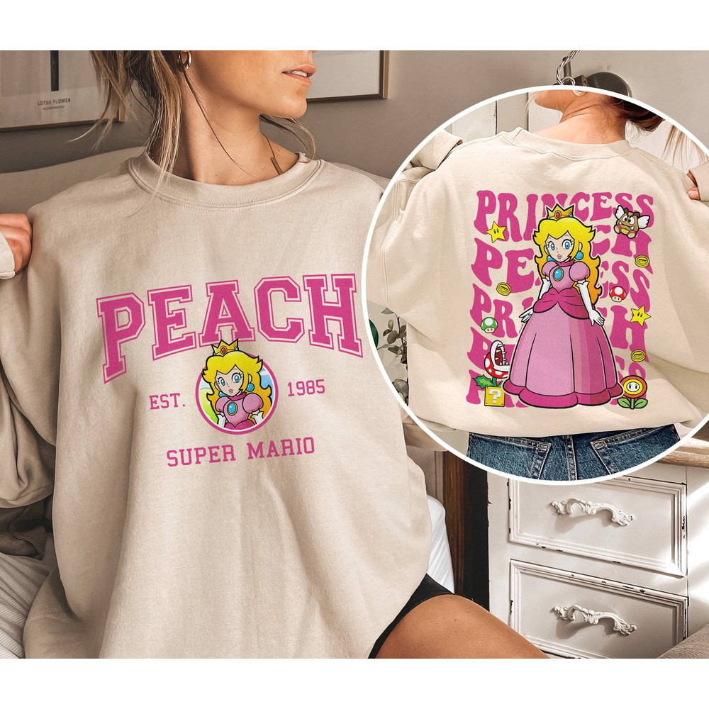 2-Sided Princess Peach Shirt Super Mario Luigi Princess Peach Bowser Shirt Mario Bros Shirt Mario Video Game Shirt.jpg