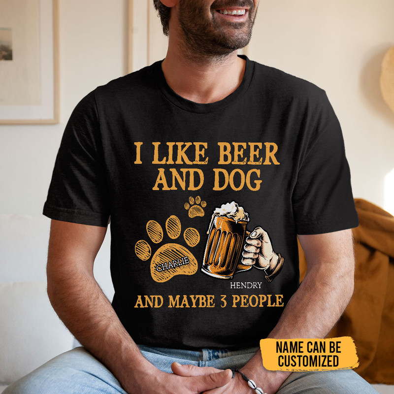 Custom Beer And Dog T-shirt, Personalized Pet Lovers Shirt, Father's Day Gift For Dog Dads, Dog Dad Birthday Gift, Beer Loving Dog Dad.jpg