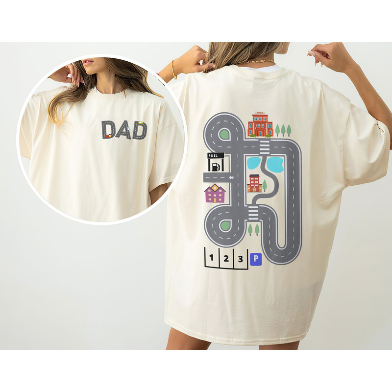 Front and Back Car Track Shirt Daddy Car Massage Shirt, Back Play Mat Car, Race Track Family, Funny Fathers Day, Gift for Dad.jpg