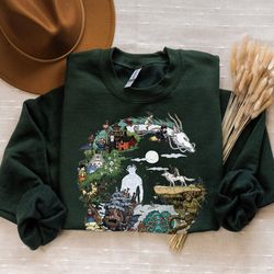 spirited away studio ghibli sweatshirt, hayao miyazaki tee, ghibli totoro shirt, ghibli no face shirt, howls moving