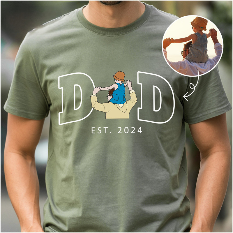 Father's Day Shirt, Custom Dad Shirt, Custom Photo Shirt for Dad, Personalized Dad Portrait Shirt, Custom Fathers Day Shirt, Dad T-shirt.jpg