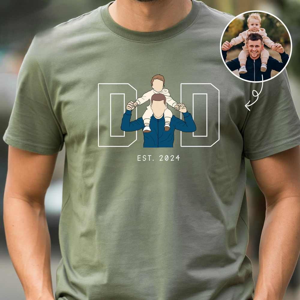 Father's Day T-shirt, Custom Photo Shirt for Dad, Dad Shirt Portrait From Photo, Father's Day Tshirt, Personalized Dad Portrait Shirt.jpg
