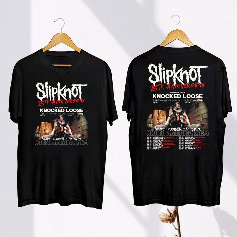 Slipknot Here Comes The Pain 25th Anniversary Tour 2024 Shirt, Slipknot 2024 Tour Merch, Slipknot Band Fan Gift, Slipknot Band Graphic Shirt.jpg