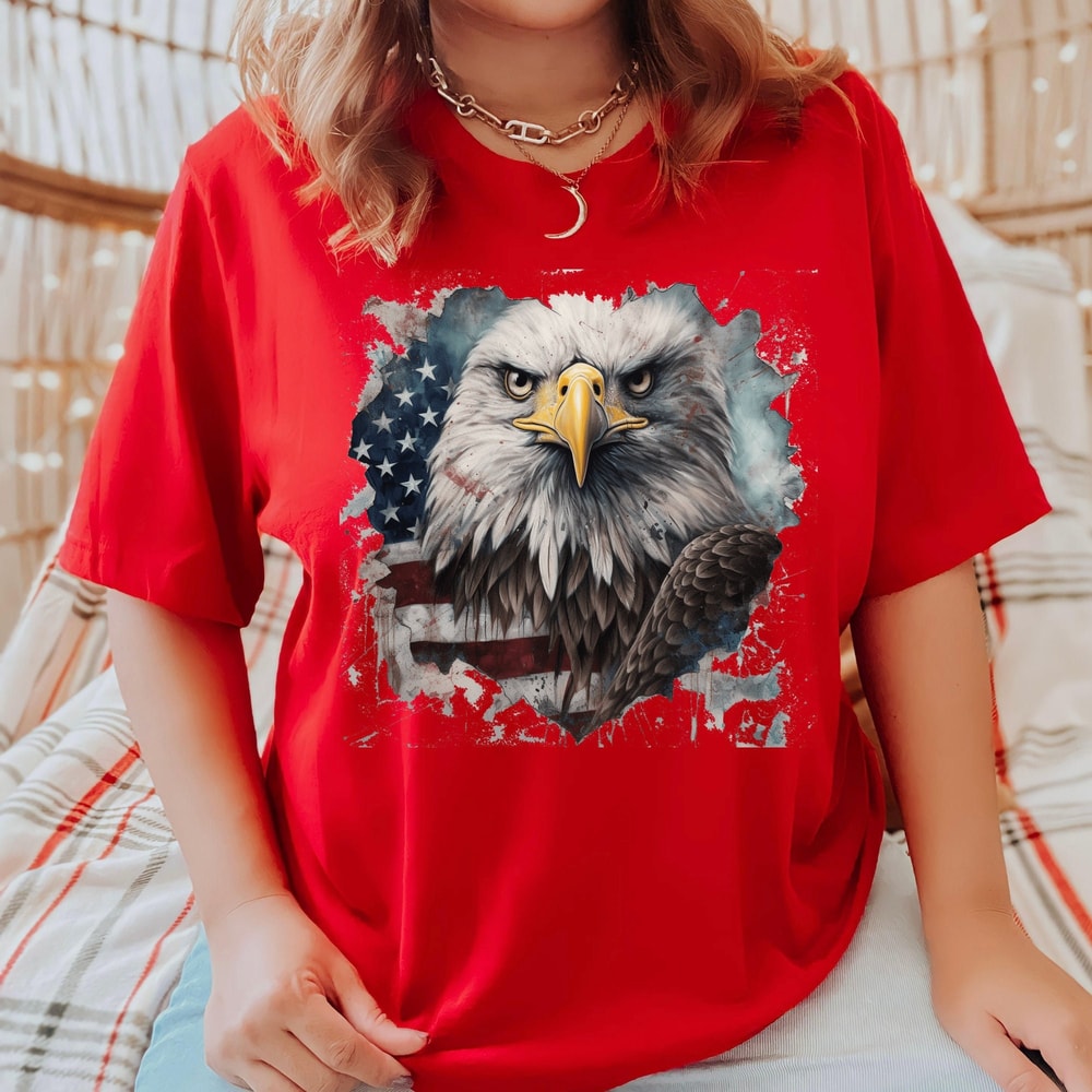 Eagle With American Flag T-shirt, Independence Day, 4th Of July Shirt, Bald Eagle Shirt, American Flag, Patriotic Bald Eagle Shirt.jpg
