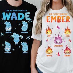 retro disney elemental shirt, the expressions of ember wade t-shirt, elemental emotional couple matching shirt