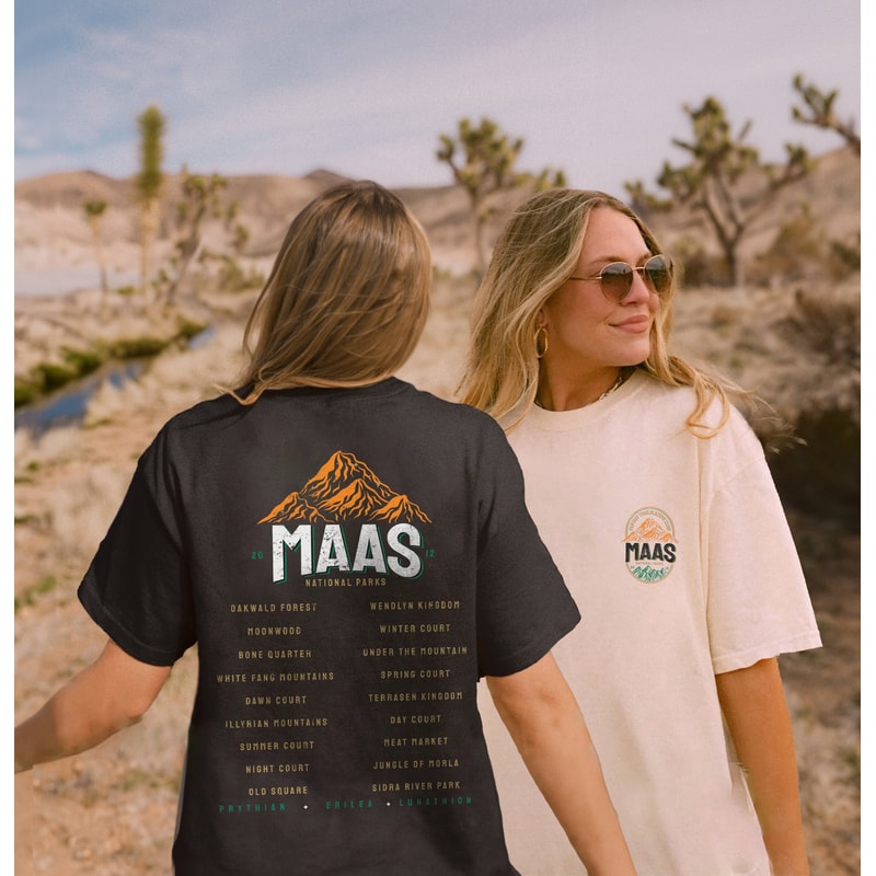 Sarah J Maas National Parks Shirt SJM Universe Licensed Merch ACOTAR TOG Crescent City, Velaris, Terrasen, Lunathion Fantasy Reader Shirt.jpg