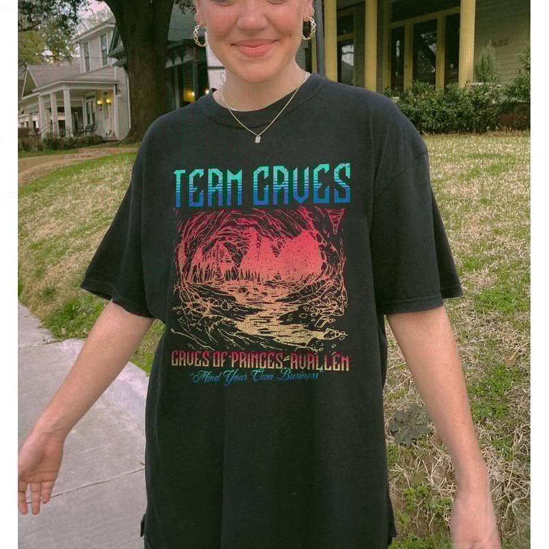 Team Caves Shirt House Of Flame And Shadow Crescent City 3 Avallen Fae Bryce Quinlan Hunt Athalar Licensed SJM Merch Bookish Ruhn Danaan.jpg