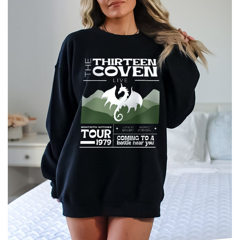 TOG Thirteen Coven Vintage Band Sweatshirt Throne Of Glass Sarah J Maas Licensed Blackbeak Coven ACOTAR Crescent City Aelin Merch Sweater.jpg