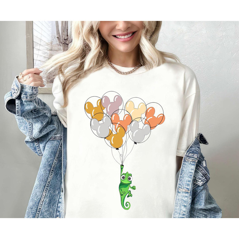 Disney Pascal With Mickey Balloon Shirt, Cute Pascal Rapunzel T-shirt, Disneyland Birthday Gift Tee, Funny Magic Kingdom, Disney Family Trip.jpg