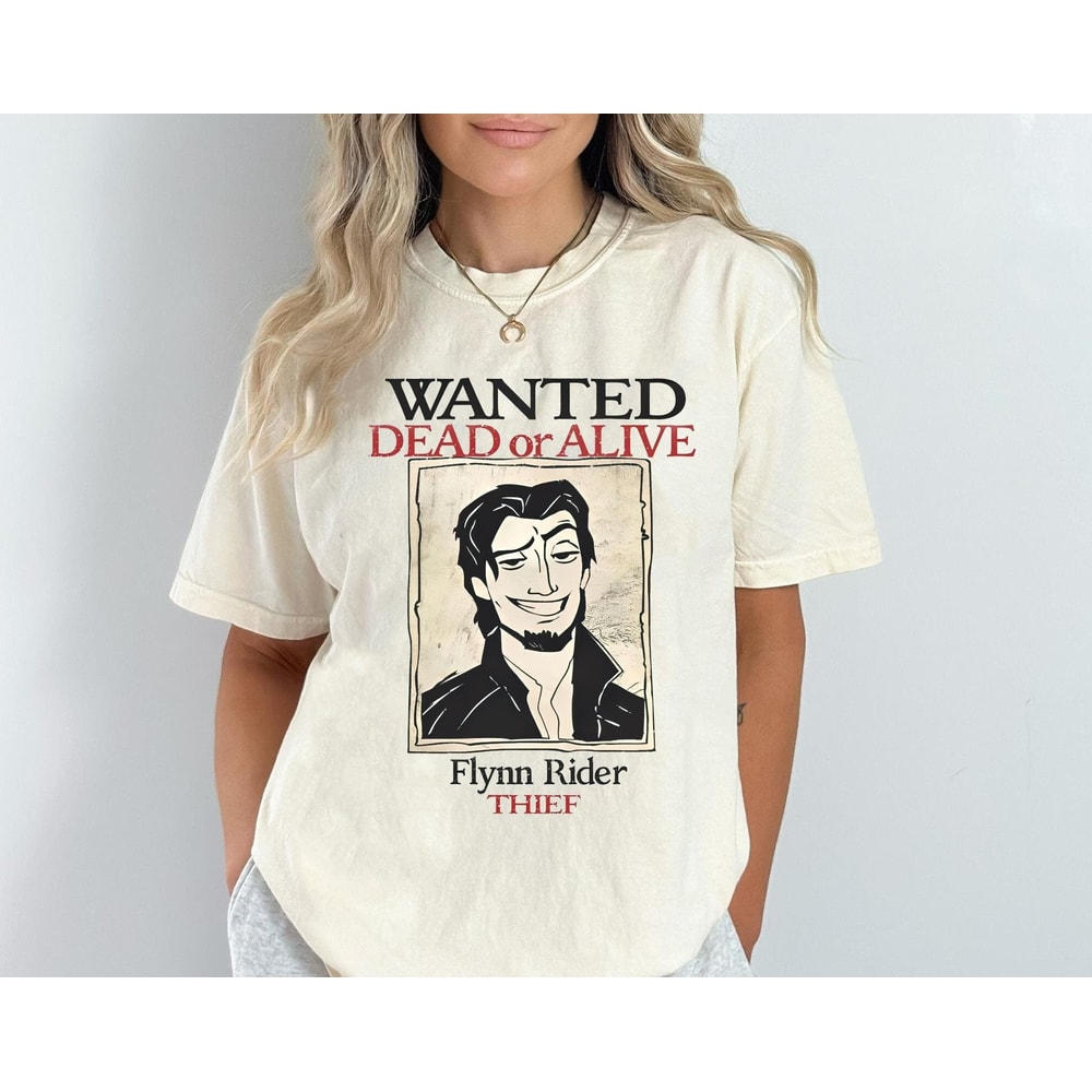 Disney Tangled Funny Wanted Dead Or Alive Shirt, Retro Flynn Rider Thief T-shirt, Wdw Magic Kingdom Tee, Disney Outfit, Disney Family Trip.jpg