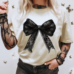 girly halloween gothic coquette bow halloween shirt, cute gothic shirt, dark witch shirt, trendy halloween design, hall
