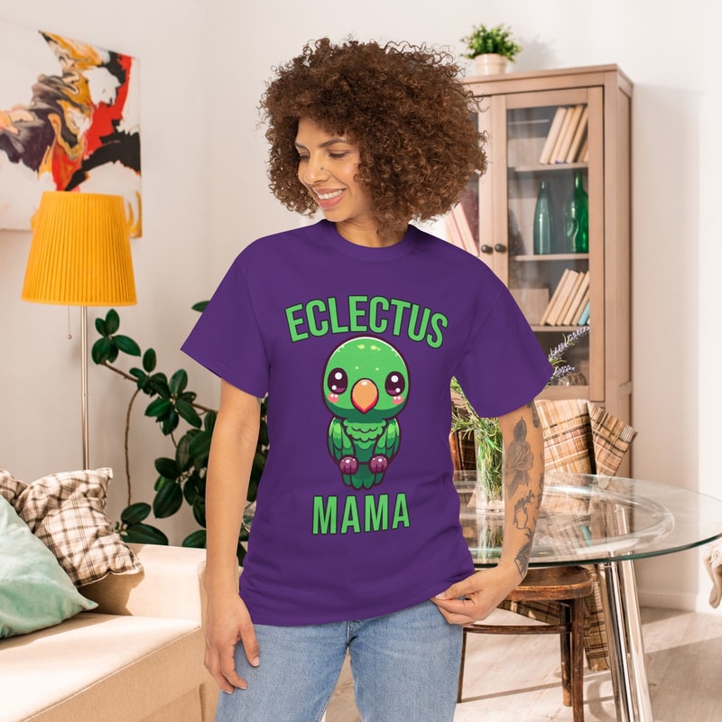GREEN Eclectus Mama Parrot Lover Shirt Best Cute Tee for Tropical Pet Bird Owner Gift Colorful Rainbow Eclectic Birb dad Tshirt.jpg