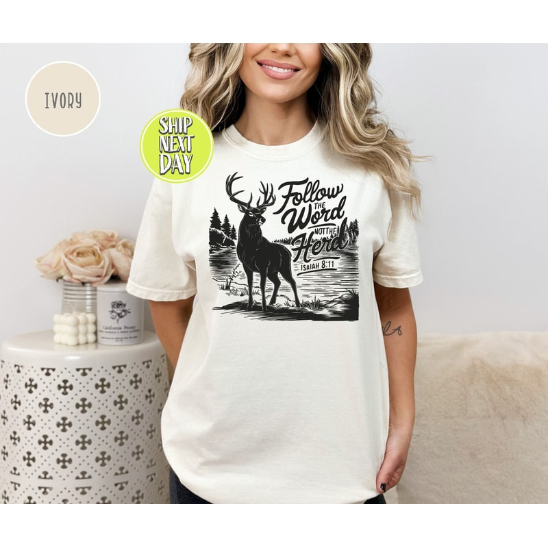 Follow The Word Not The Herd Isaiah Tshirt, Western Cow Shirts, Funny Bible Western Tee, Christian T-Shirt, Religious Shirt, Faith Tee-TC136.jpg