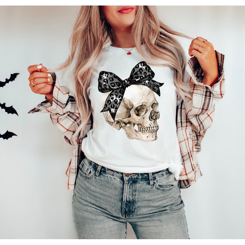 Girly Halloween Skeleton Shirt, Happy Halloween T-shirt, Cute Halloween Tee, halloween costume top, women halloween shirt, skull party gift.jpg