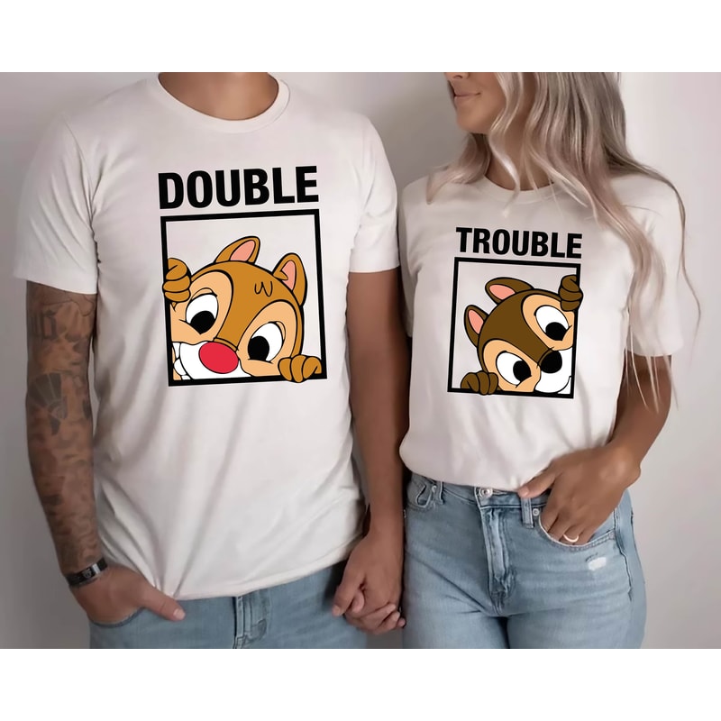 Disneyland Double Trouble Shirt, Matching Couple Shirts, Family Disneyworld Shirt, Kids Disney Shirt, Honeymoon Disney, Besties Disney Shirt.jpg