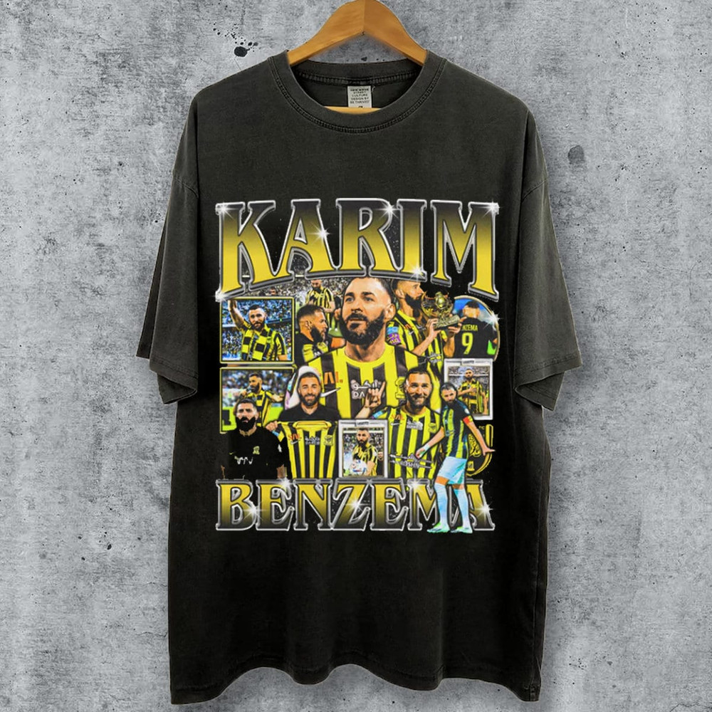 Karim Benzema Vintage 90s Graphic Style T-Shirt, Karim Benzema Shirt, Vintage Unisex Oversized Sport Tee, Soccer Bootleg Shirt.jpg
