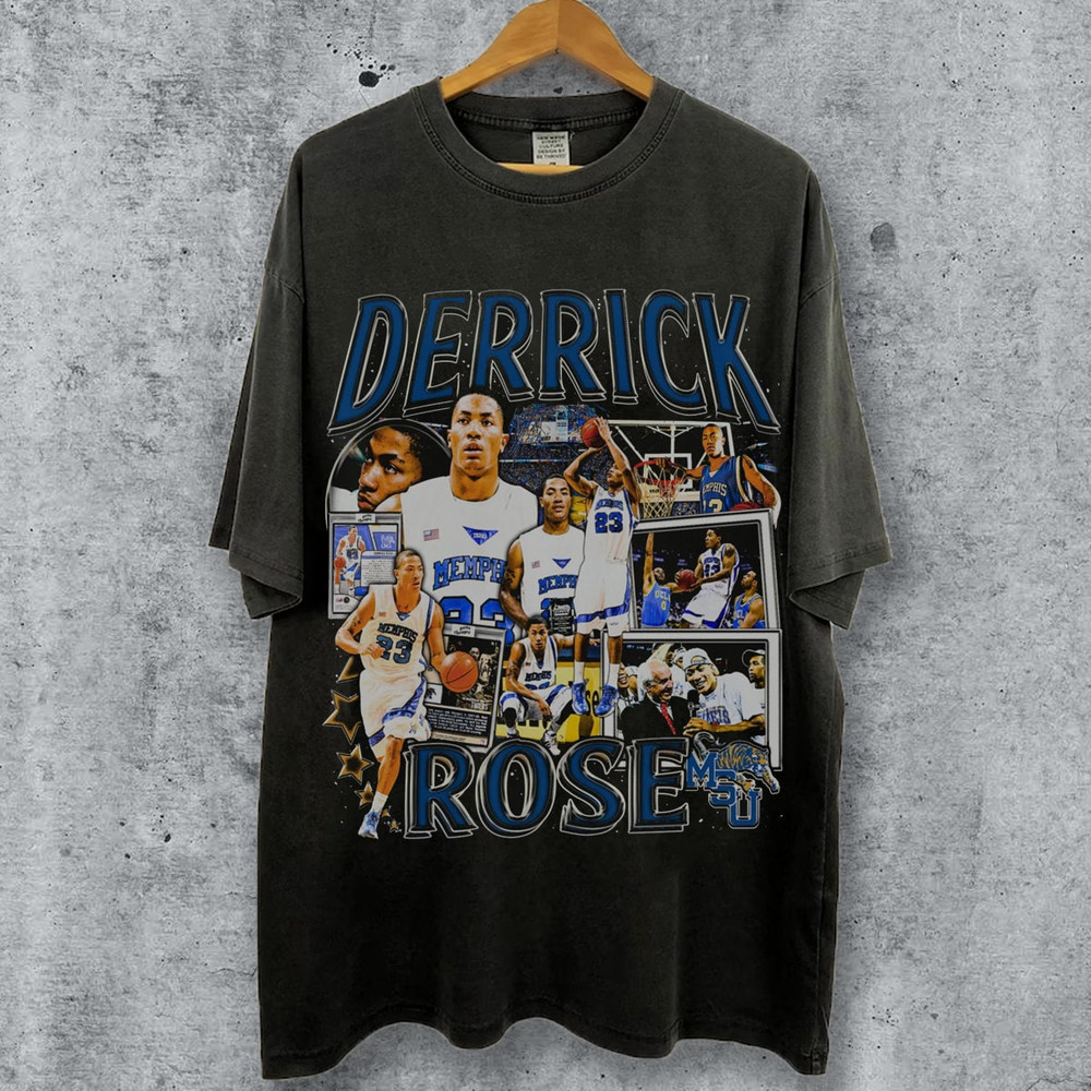 Vintage 90s Basketball Bootleg Style T-Shirt, Derrick Rose Graphic Tee, Derrick Rose Shirt, Retro Basketball Shirt, Unisex Oversized Shirt.jpg