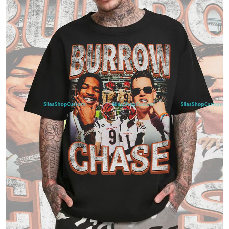 Vintage 90s Graphic Style Burrow x Chase T-Shirt, Burrow x Chase Tee, Retro Burrow x Chase Oversized TShirt, Football T-Shirt, Sport T-Shirt.jpg