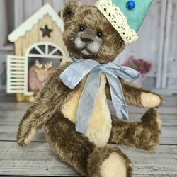 Mohair teddy bear. Handmade bear toy. Brown bear gift.