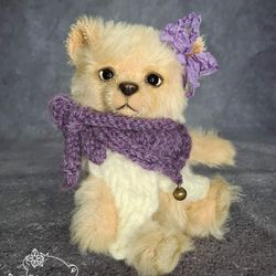 Handmade teddy bear. Mohair bear. Cute teddy bear.
