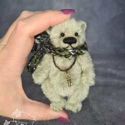 Miniature teddy bear. Mohair bear. Jointed bear. Birthday gift.