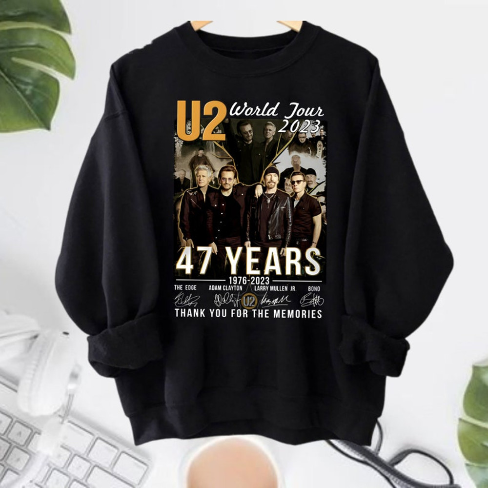 47 Years U2 Band Signature Sweatshirt, U2 Band Hoodie, Achtung Baby U2 Tour 2023 T-Shirt, U2 Fan Gift Shirt, Rock Band U2 Joshua Tree Shirt1.jpg