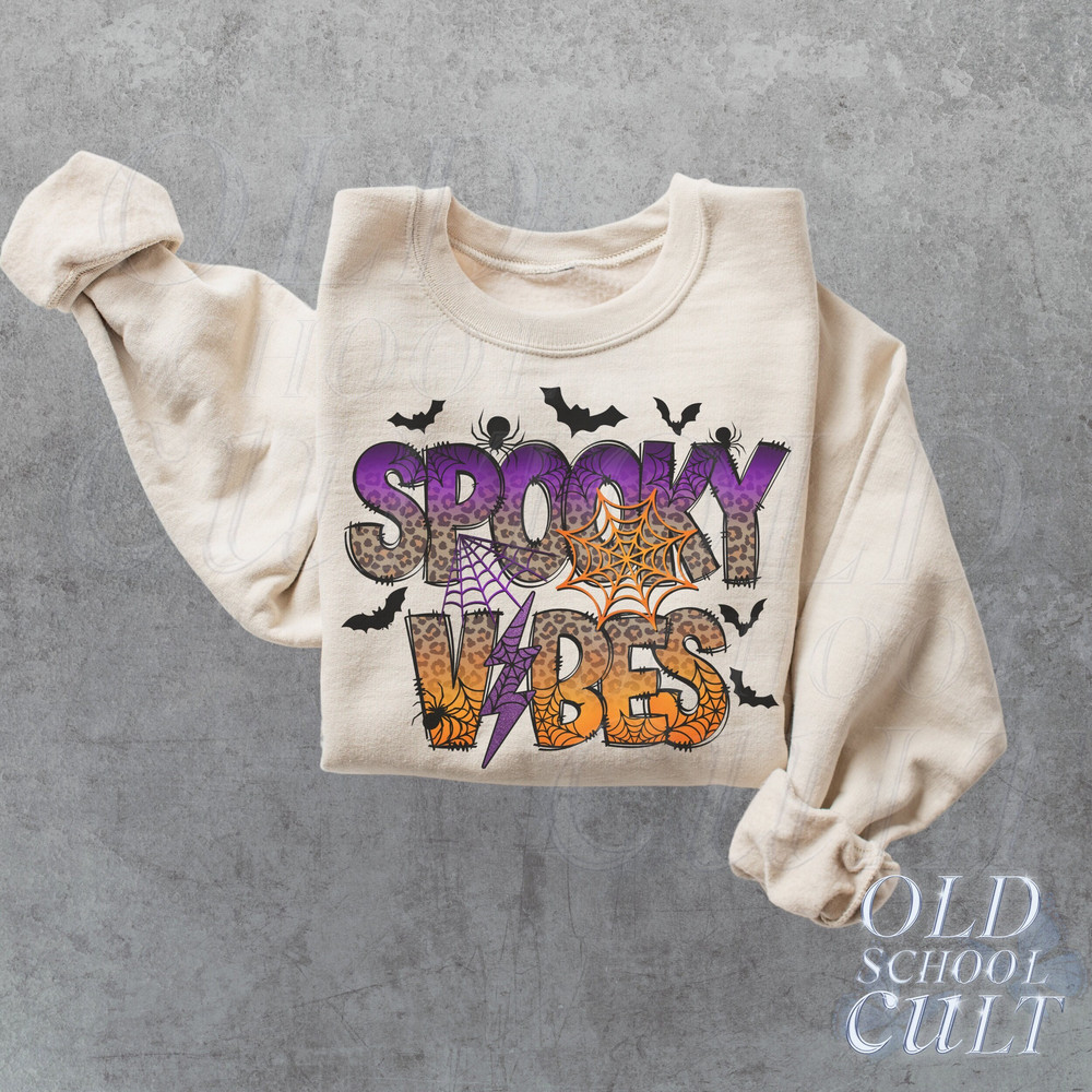 Halloween Sweatshirt, Spooky Vibes Sweatshirt, Retro Unisex Spooky Sweater, Happy Halloween Gift, Halloween Hoodie, Spooky Season.jpg