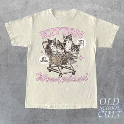 Kitten Wonderland Graphic T-Shirt, Retro 90s Unisex Adult T Shirt, Vintage Cat T Shirt, Nostalgia T Shirt, Relaxed Cotto