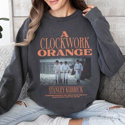 a clockwork orange movie sweatshirt, retro faded stanley kubrick clockwork orange vintage movie graphic oversized crewne