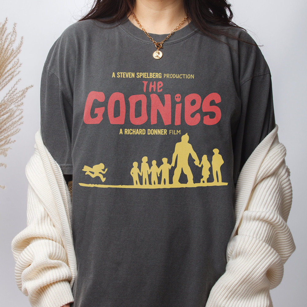 Goonies Movie Promotional T-Shirt, Retro 80s Goonies Promo Memorabilia, Sean Astin Josh Brolin Corey Feldman, Gift Goony Film Lovers.jpg