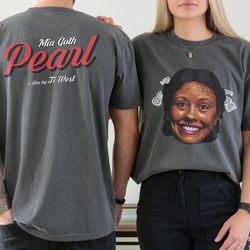 pearl movie front & back t-shirt, heavyweight mia goth vintage horror movie graphic shirt, ti west faded streetwear pear