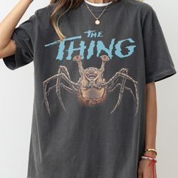 retro the thing horror movie t-shirt, vintage garment-dyed movie memorabilia, john carpenters the thing monster graphic