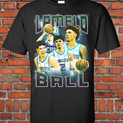 lamelo ball 90s style vintage bootleg tee charlotte hornets lonzo lava