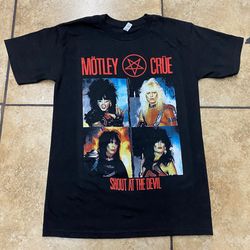 motley crue shout at the devil t- shirt. motley crue unisex shout shir