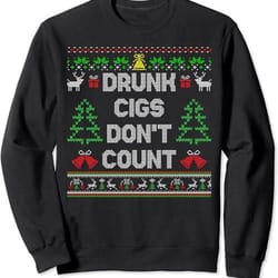 drunk cigs dont count ugly christmas sweater sweatshirt, 35