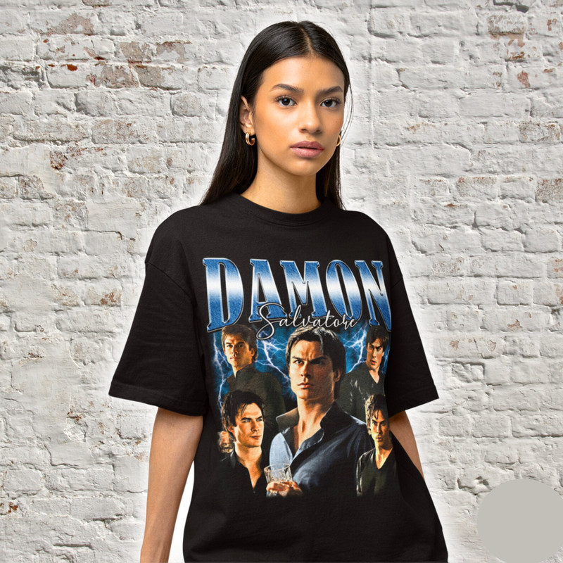Damon Salvatore T- Shirt Damon Salvatore,Damon Salvatore T-shirt, Damon 90s T Shirt, Vintage Bootleg, Graphic T shirt..jpg