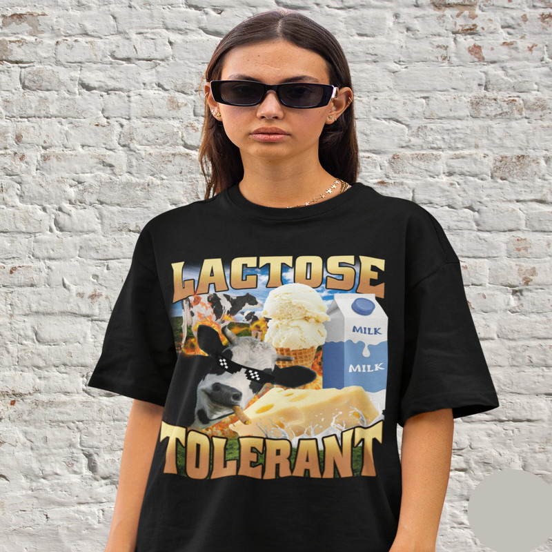 Lactose Tolerant T Shirt, Funny Lactose Intolerant Meme Tee, Retro Milk Vintage Bootleg Appareal For Teen, Friends Gift Gen Z Humor Lactose.jpg