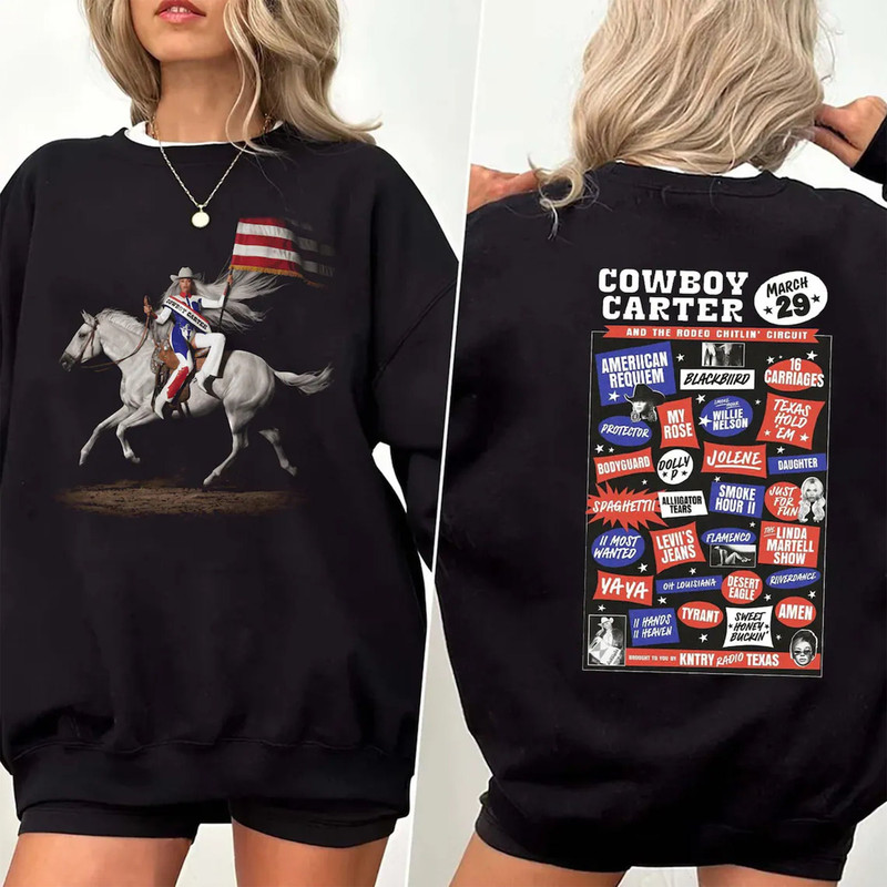 Unisex Cowboy Carter Gildan Shirt 2 Sides Beyoncee Gildan Sweatshirt Dolly P Tee For Fans.jpg