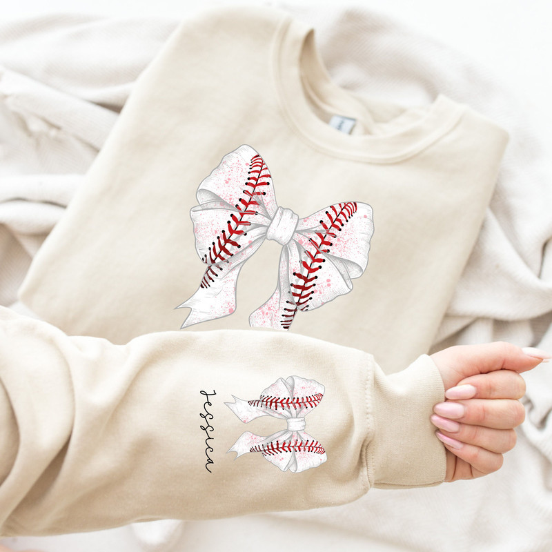 Custom Baseball Coquette Bow Sweatshirt, Soft Girl Era Shirt, Coquette Baseball Tee, Social Club Shirt, Pink Bow Baseball Mom Gift.jpg