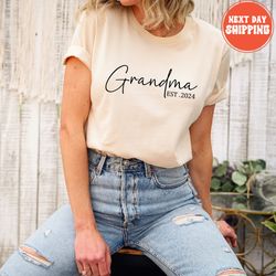 custom grandma shirt, grandma established shirt, new grandma, 5