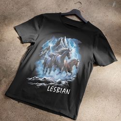 Horses Running Through Lightning Lesbian 90s T-Shirt