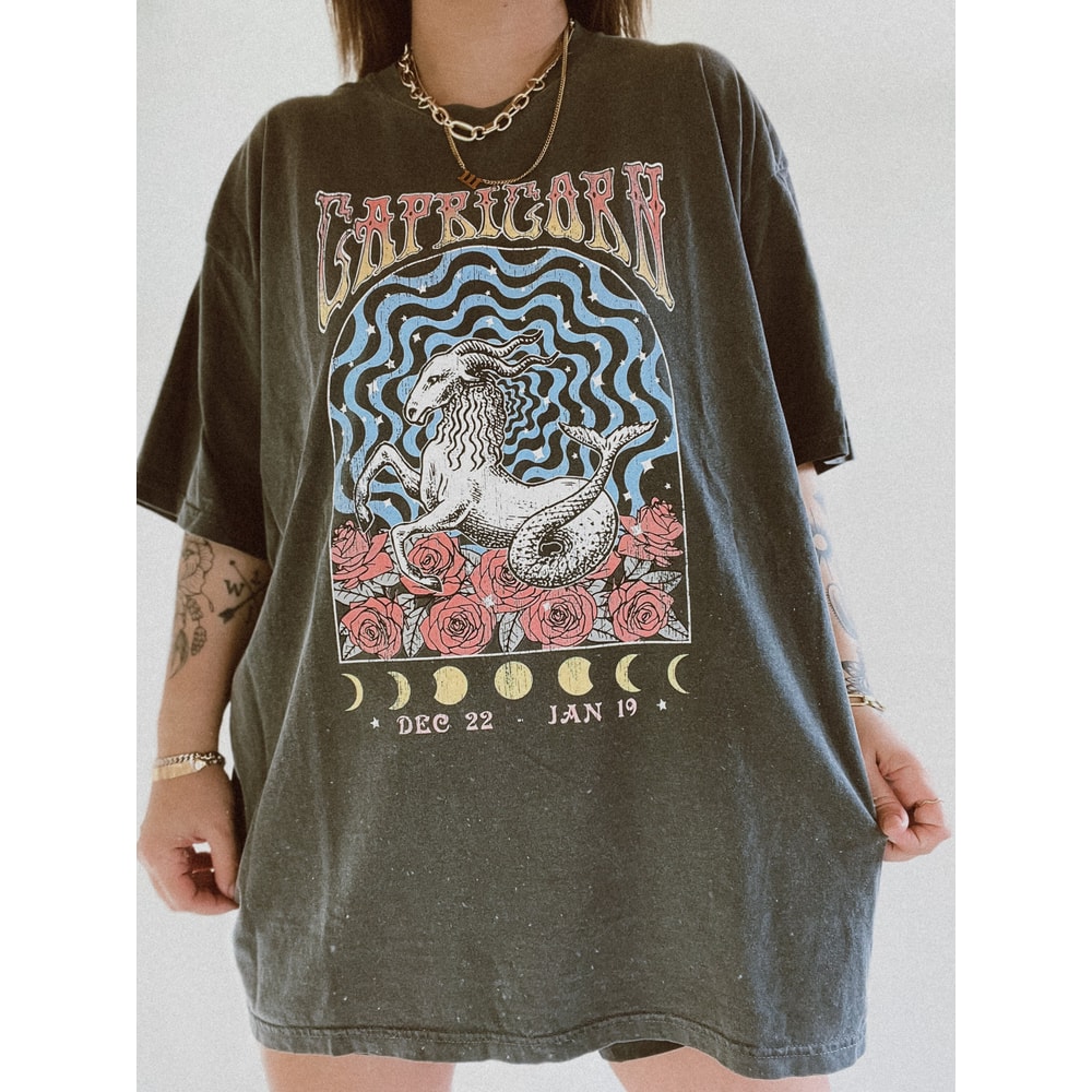 Capricorn Zodiac Graphic Tee Comfort Colors Tee Retro Shirt Vintage Inspired Tee.jpg