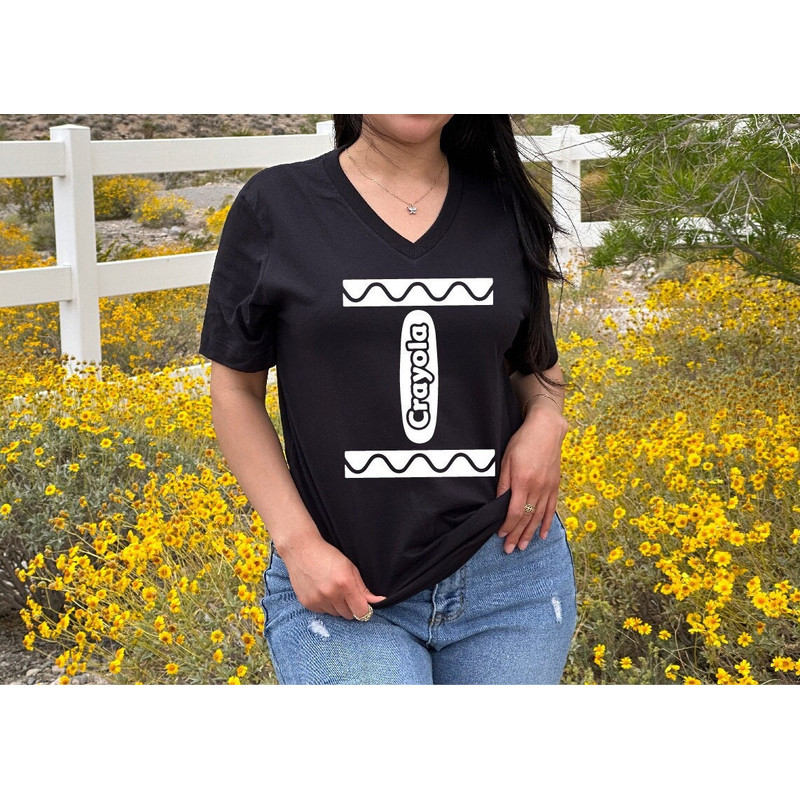 Crayon V-Neck, Funny Costume, Crayola Tee, Gift for Teacher, Funny Shirt, Matching T-Shirts, Family Costume , Trendy Shirt, Party Tee.jpg