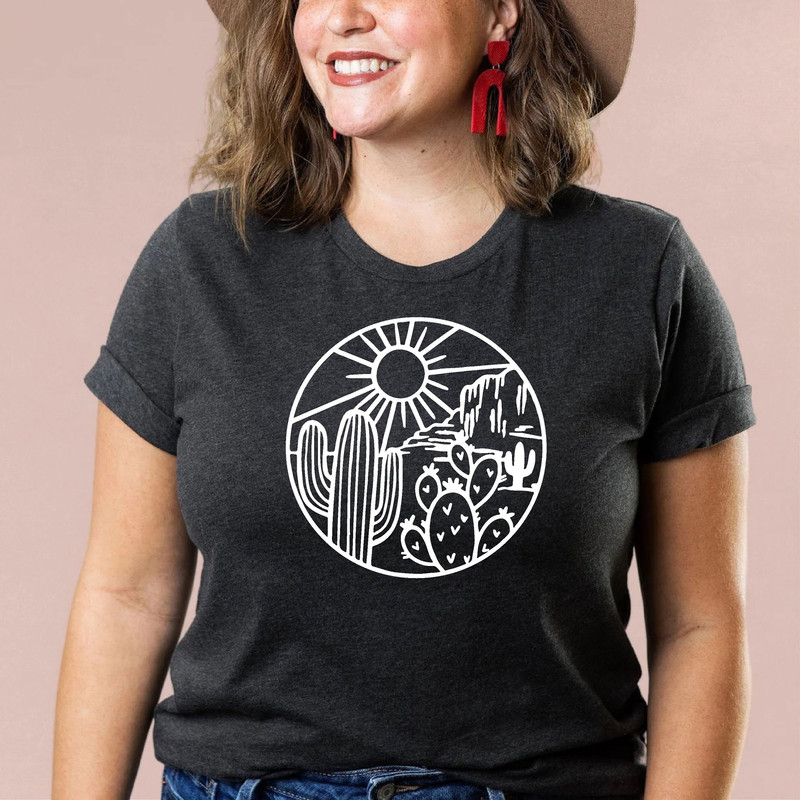 Desert Shirt, Cactus Plants, Cactus Shirt, Adventure Shirt, Arizona Shirt, Cactus Scene Shirt, Women Shirt, Camping Shirt.jpg
