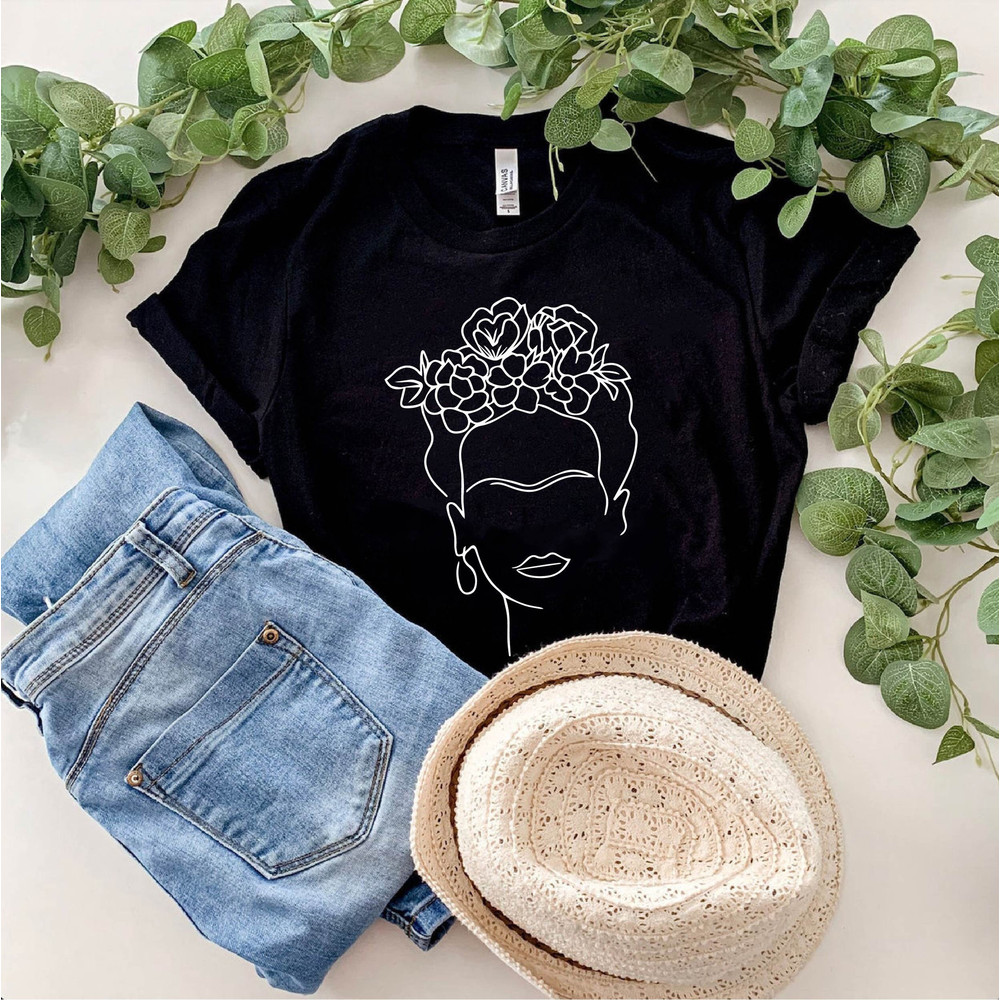 Face Line Art Shirt, Frida Shirt, Frida Line Art Shirt, Kahlo Tshirt, Face Line Art Tee, Frida Kahlo shirt, Frida Kahlo Portrait T-shirt.jpg