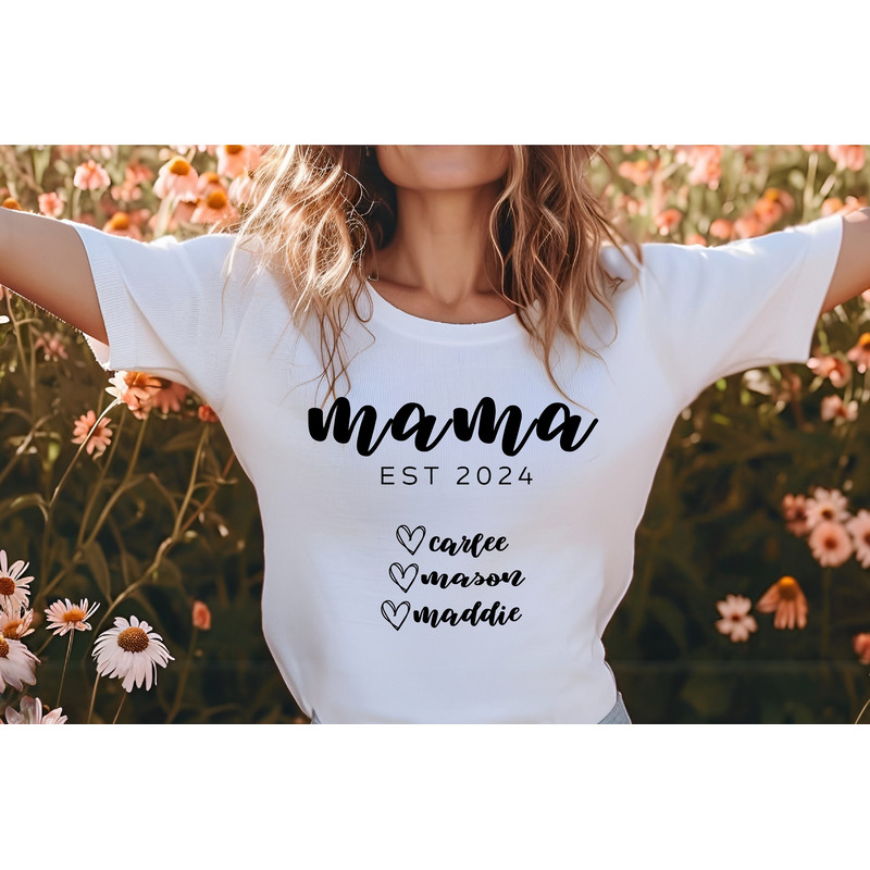 Mama Shirt, Mama Est 2024 Shirt, Comfort Colors Mom Shirt, Gift for Mom, Cool Mom, Pregnancy Announcement, Mother's Day, New Mom Gift.jpg
