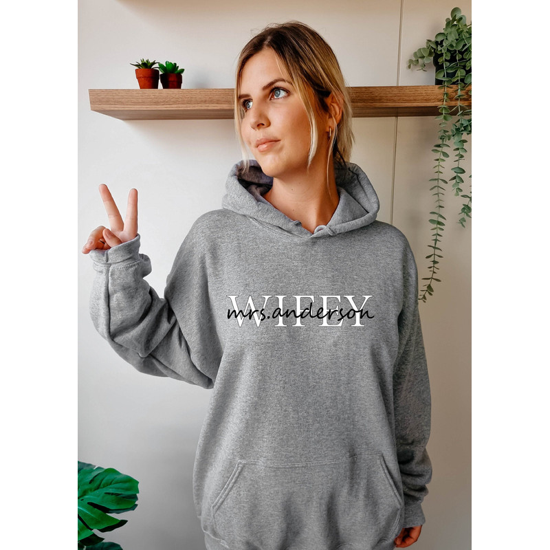Personalize Wifey Last Name Sweatshirt, Mrs Last Name Sweatshirt, Bride Personalized Sweatshirt, Mrs Wifey Shirt, Bride Tee.jpg